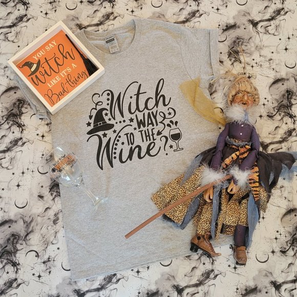 Witch Way to The Wine Woman's Graphic Tee - HALLOWEEN SPECIAL - Picture 2 of 5